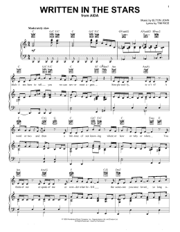 page one of Written In The Stars (from Aida) (Piano, Vocal & Guitar Chords (Right-Hand Melody))