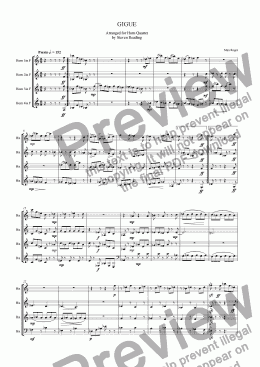 page one of Gigue for Horn Quartet