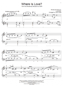 page one of Where Is Love? (Educational Piano)