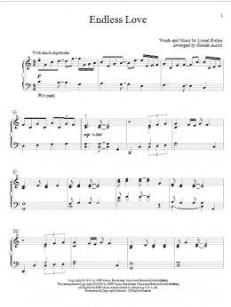 page one of Endless Love (Educational Piano)