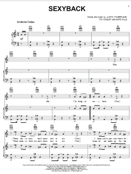 page one of SexyBack (Piano, Vocal & Guitar Chords (Right-Hand Melody))