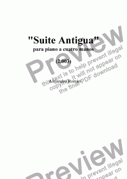 page one of Suite Antigua (piano a 4 manos)