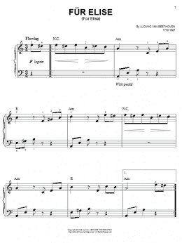 page one of Fur Elise (Easy Piano)