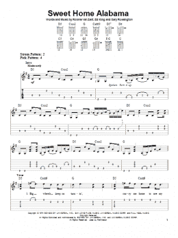 page one of Sweet Home Alabama (Easy Guitar Tab)