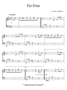 page one of Fur Elise (Easy Piano)