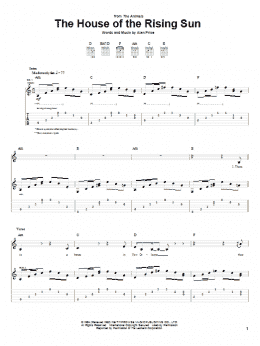 page one of The House Of The Rising Sun (Guitar Tab)