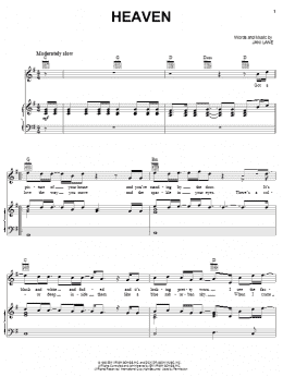 page one of Heaven (Piano, Vocal & Guitar Chords (Right-Hand Melody))