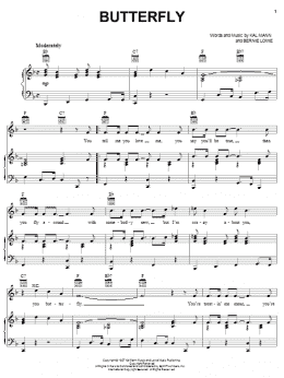 page one of Butterfly (Piano, Vocal & Guitar Chords (Right-Hand Melody))