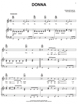 page one of Donna (Piano, Vocal & Guitar Chords (Right-Hand Melody))