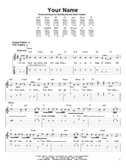 page one of Your Name (Easy Guitar Tab)