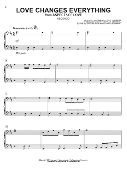 page one of Love Changes Everything (from Aspects Of Love) (Piano Duet)