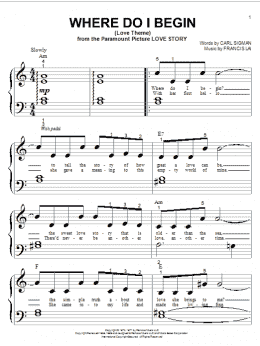 page one of Where Do I Begin (Love Theme) (Big Note Piano)