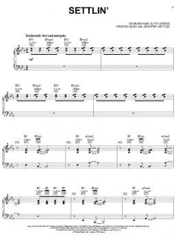 page one of Settlin' (Piano, Vocal & Guitar Chords (Right-Hand Melody))