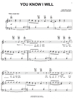 page one of You Know I Will (Piano, Vocal & Guitar Chords (Right-Hand Melody))