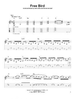 page one of Free Bird (Guitar Tab (Single Guitar))