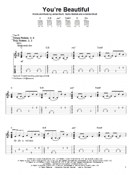 page one of You're Beautiful (Easy Guitar Tab)