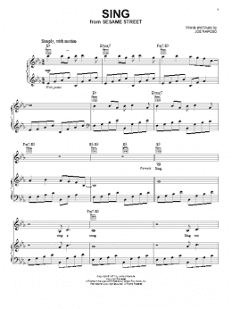 page one of Sing (Piano, Vocal & Guitar Chords (Right-Hand Melody))