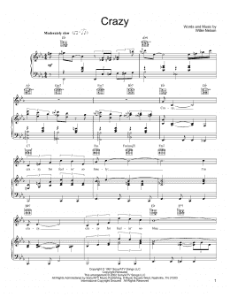 page one of Crazy (Piano, Vocal & Guitar Chords (Right-Hand Melody))