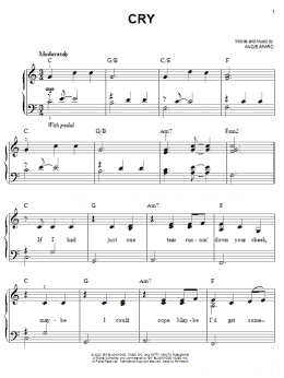 page one of Cry (Easy Piano)