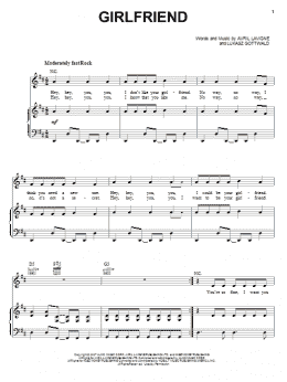 page one of Girlfriend (Piano, Vocal & Guitar Chords (Right-Hand Melody))