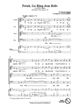 page one of Petah, Go Ring Dem Bells (SATB Choir)