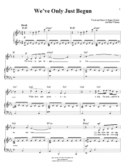 page one of We've Only Just Begun (Piano & Vocal)