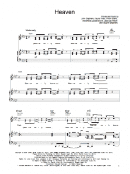 page one of Heaven (Piano, Vocal & Guitar Chords (Right-Hand Melody))