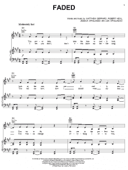 page one of Faded (Piano, Vocal & Guitar Chords (Right-Hand Melody))