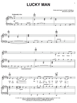 page one of Lucky Man (Piano, Vocal & Guitar Chords (Right-Hand Melody))