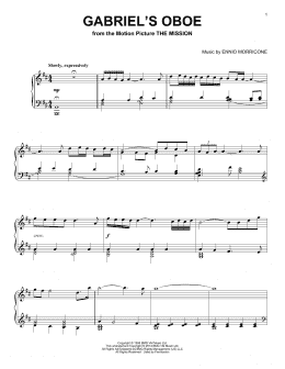 page one of Gabriel's Oboe (from The Mission) (Piano Solo)