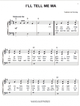 page one of I'll Tell Me Ma (Easy Piano)