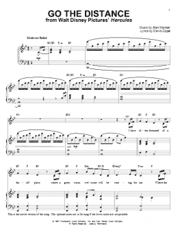 page one of Go The Distance (from Hercules) (Piano & Vocal)