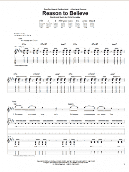 page one of Reason To Believe (Guitar Tab)