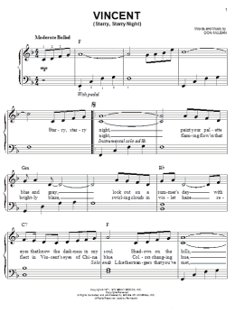 page one of Vincent (Starry Starry Night) (Easy Piano)