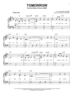 page one of Tomorrow (Very Easy Piano)