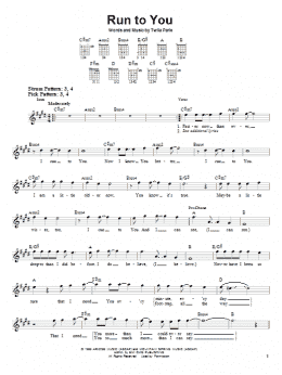 page one of Run To You (Easy Guitar)