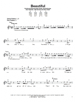 page one of Beautiful (Easy Guitar)