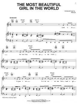 page one of The Most Beautiful Girl In The World (Piano, Vocal & Guitar Chords (Right-Hand Melody))