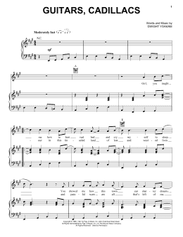 page one of Guitars, Cadillacs (Piano, Vocal & Guitar Chords (Right-Hand Melody))