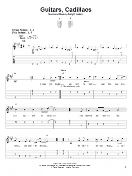 page one of Guitars, Cadillacs (Easy Guitar Tab)