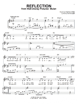 page one of Reflection (Pop Version) (from Mulan) (Piano & Vocal)