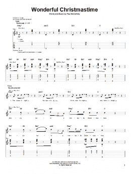 page one of Wonderful Christmastime (Guitar Tab)