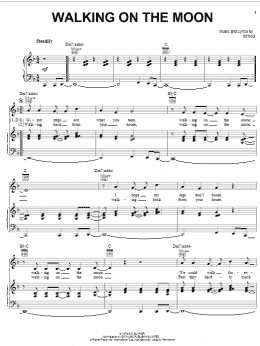 page one of Walking On The Moon (Piano, Vocal & Guitar Chords (Right-Hand Melody))