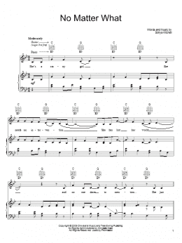 page one of No Matter What (Piano, Vocal & Guitar Chords (Right-Hand Melody))