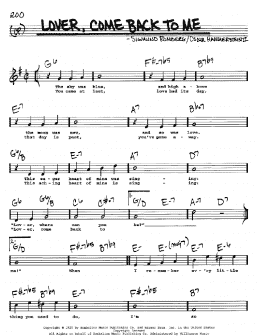 page one of Lover, Come Back To Me (Real Book – Melody, Lyrics & Chords)