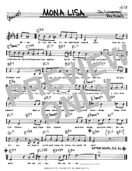 page one of Mona Lisa (Real Book – Melody, Lyrics & Chords)