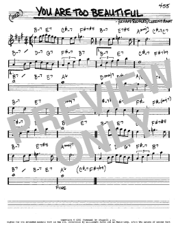 page one of You Are Too Beautiful (Real Book – Melody & Chords – Eb Instruments)