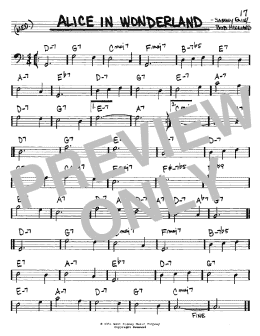 page one of Alice In Wonderland (Real Book – Melody & Chords – Bass Clef Instruments)