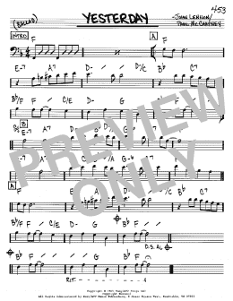 page one of Yesterday (Real Book – Melody & Chords – Bass Clef Instruments)