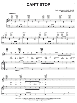 page one of Can't Stop (Piano, Vocal & Guitar Chords (Right-Hand Melody))